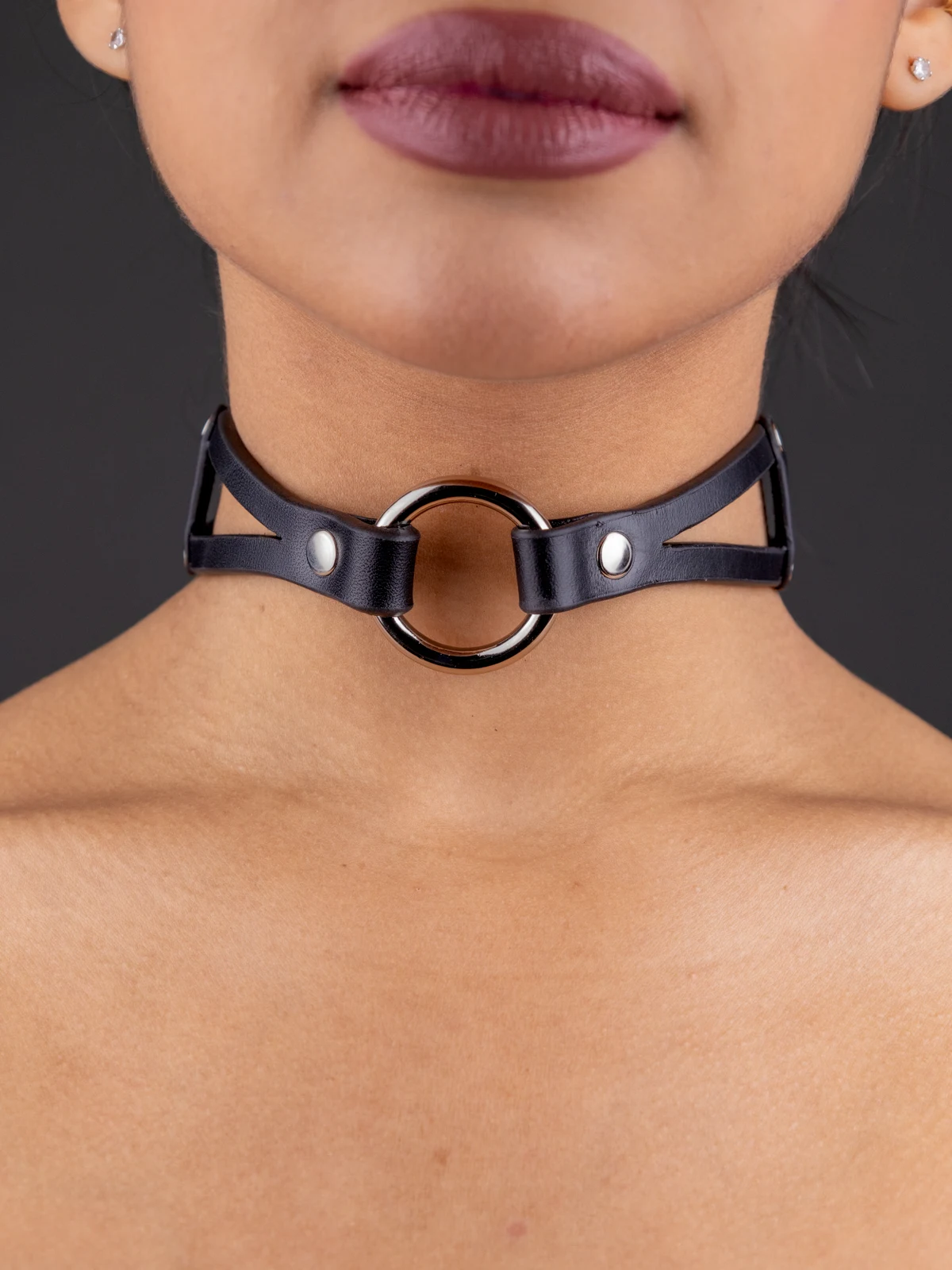black bdsm collar made from leather
